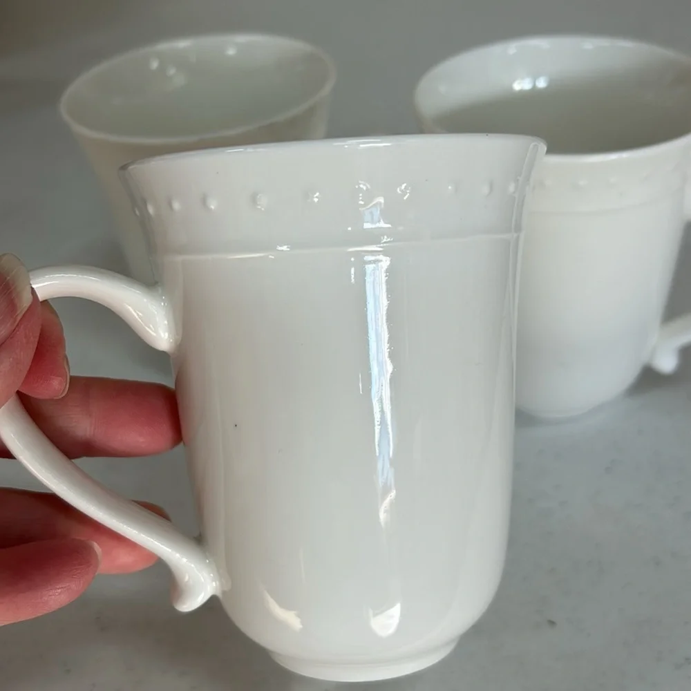 Pier 1 white Elexa Mugs / Cup Set of three